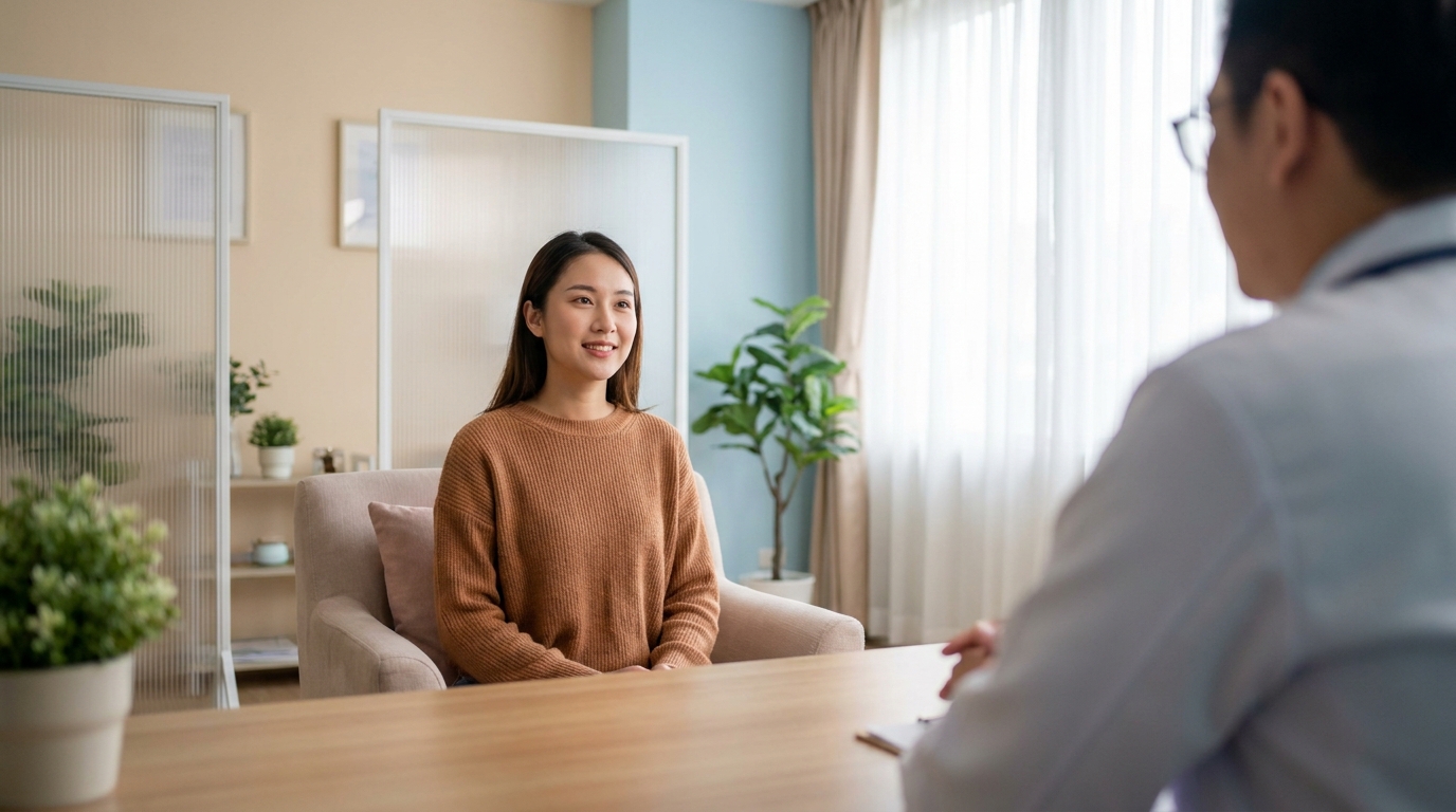 膣ハイフの施術について医師からカウンセリングを受ける30代女性の様子｜リノクリニック東銀座