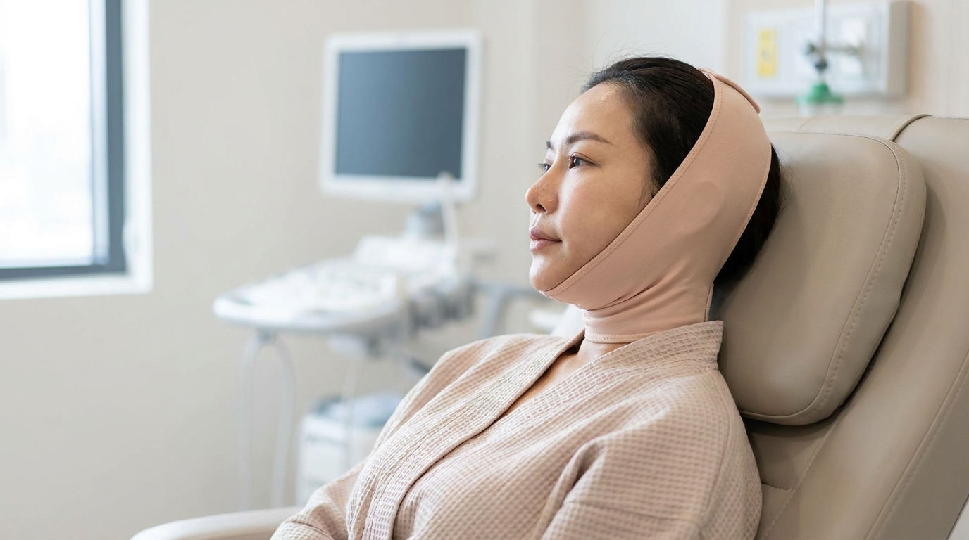 術後の腫れが引いていく経過をイメージした50代女性の横顔のクローズアップ｜リノクリニック東銀座