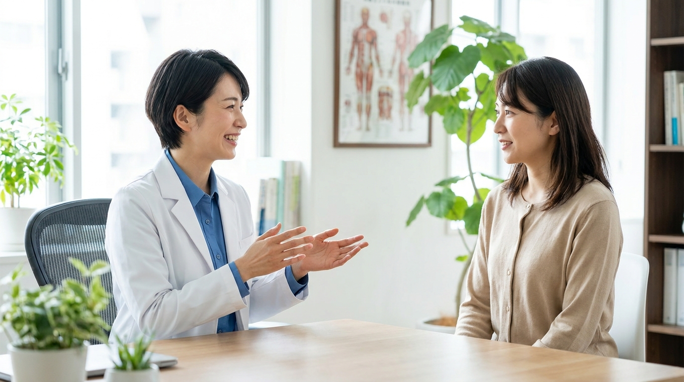 カレンダーを見ながら腋臭症の注射の治療時期を検討する様子|リノクリニック東銀座