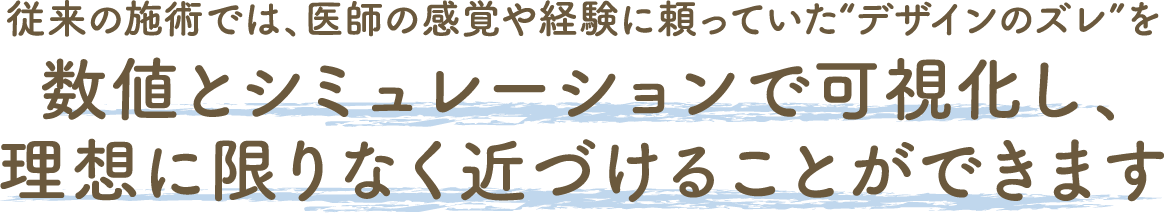数値とシミュレーションで可視化し、理想に限りなく近づけることができます